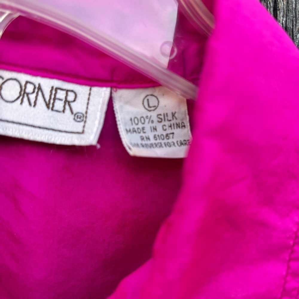 Casual Corner Fuchsia 100% Silk Blouse and Parachute Pants. Vintage 80’s size L - Picture 9 of 14